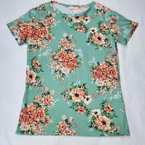 Reb & J Floral Teal Top